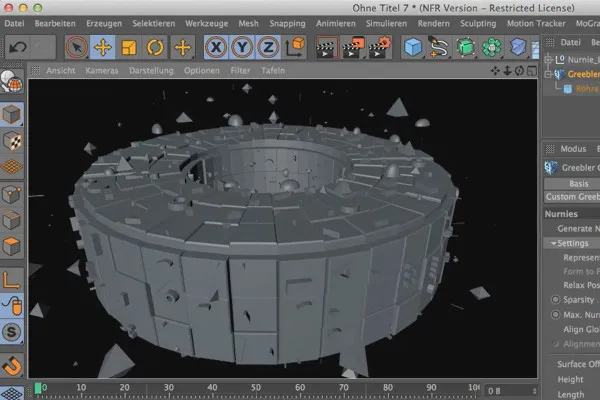 Cinema 4D зустрічає Photoshop: I - 1.8. Пояснення Greebler: Вставити кілька Nurnies.