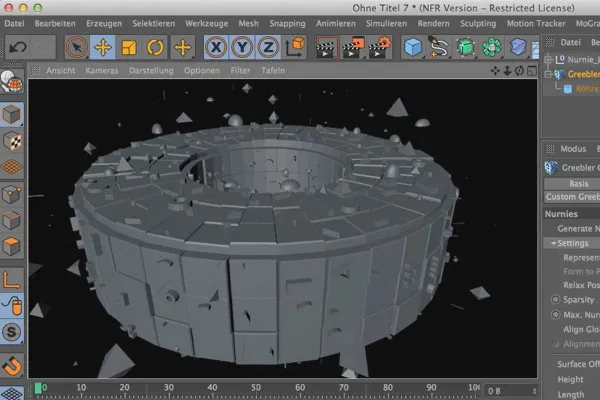 Cinema 4D meets Photoshop: I - 1.8. Greebler erklären: Mehrere Nurnies einfügen