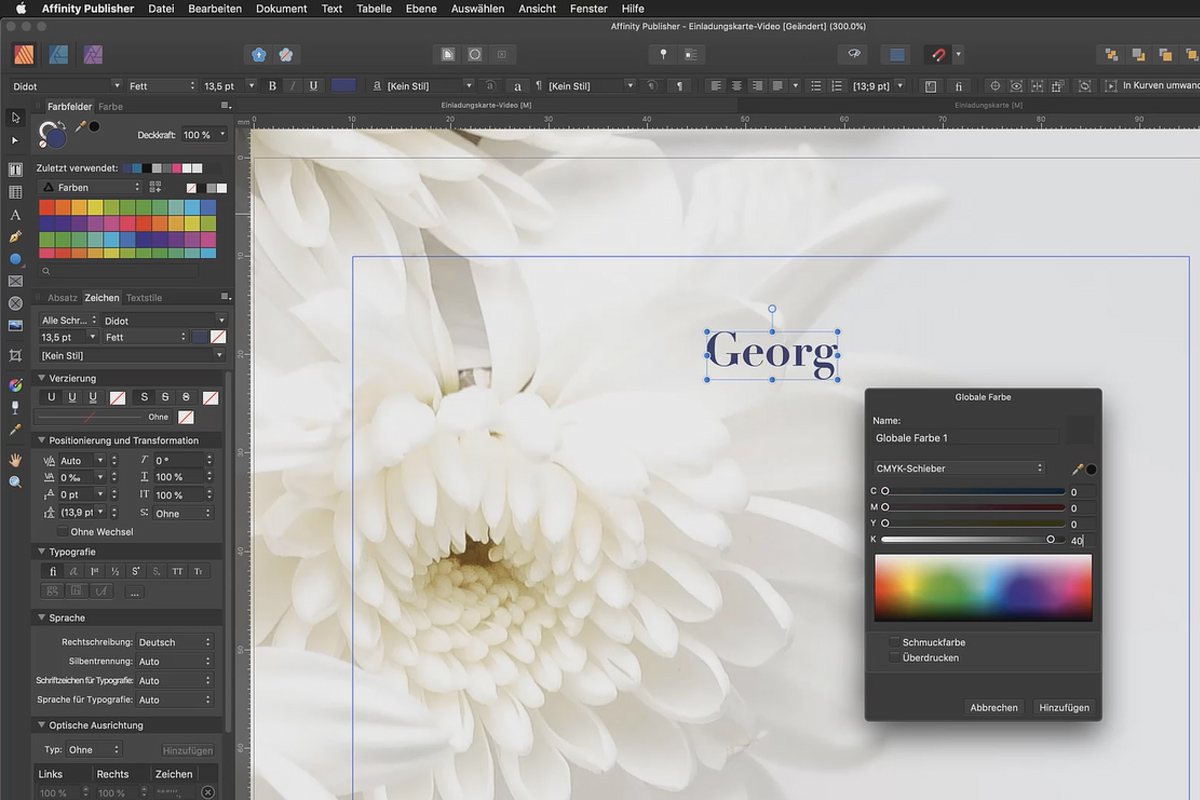 Affinity Publisher basis-tutorial: 08 | Kleuren, kleurenpaletten en verlopen