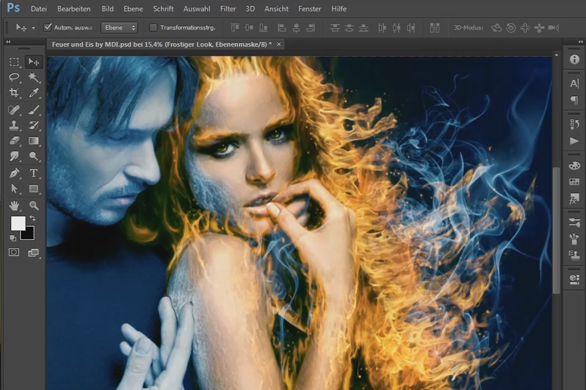 Photoshop-kompositointi - tuli ja jää - Osa 09: Miehen jääkylmä ilme