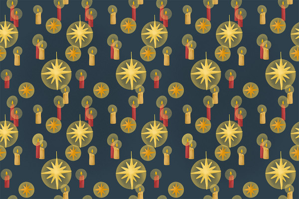 Christmas illustrations, pattern: candles and stars