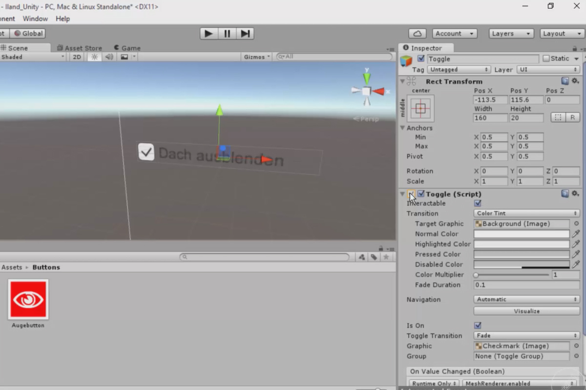 Vistas de arquitectura 360° con Unity y Cinema 4D - 09 Añadir gráfico para botón