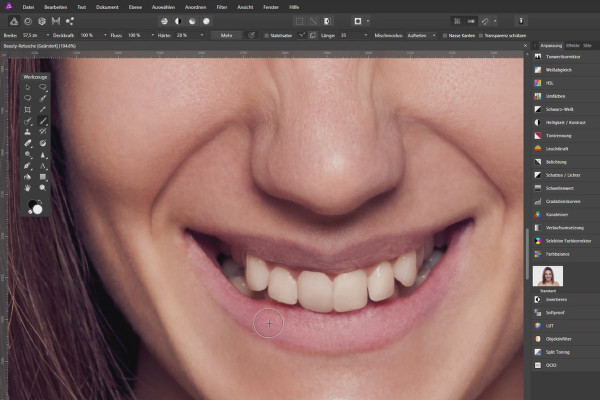 Güzellik düzenlemesi Affinity Photo'da: 09 | Renkler ve makyaj