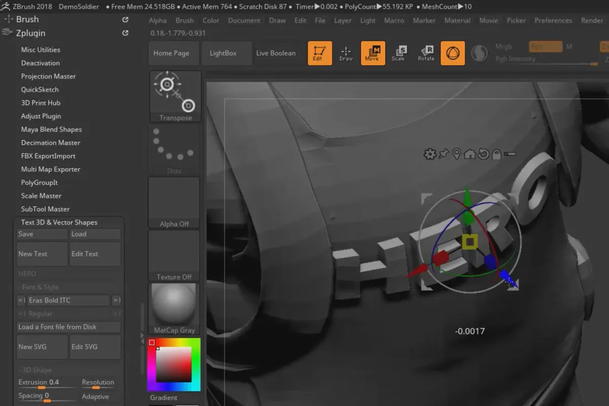ZBrush 2018과 4R8 - 업데이트 비디오 트레이닝: 5.2 분 프로젝트: 히어로