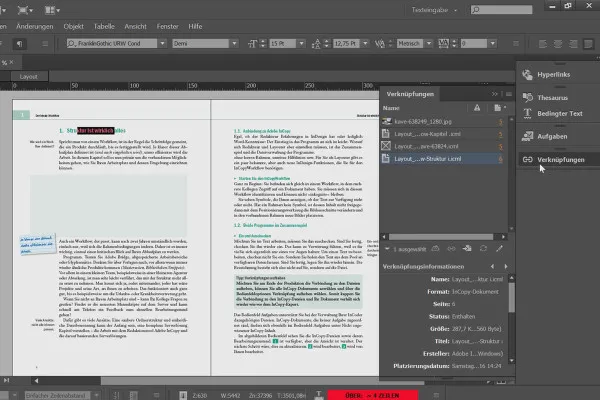 Adobe InCopy CC für Redakteure – 4.4 Ansichten und Hilfsmittel: das Aufgaben-Bedienfeld und die Verknüpfungspalette
