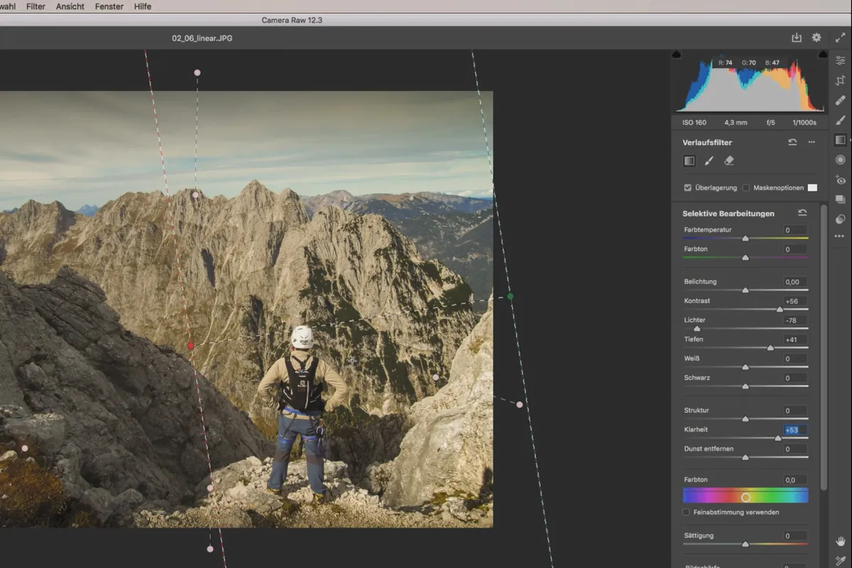 Camera Raw-opplæring: 2.6 | Lineær gradient