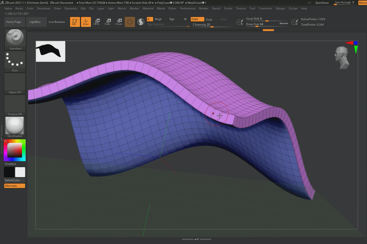ZBrush 2021 - Videokoulutus päivityksistä: 9 | Dynamic Thickness