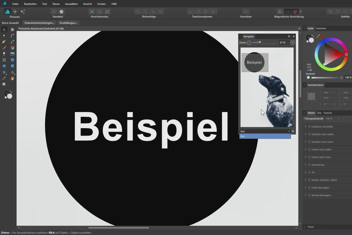 Affinity Designer-opplæring - Grunnleggende: 1.9 | Navigere gjennom et dokument