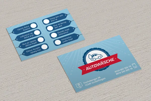 Templates for appointment and stamp cards for car washes - Version 1