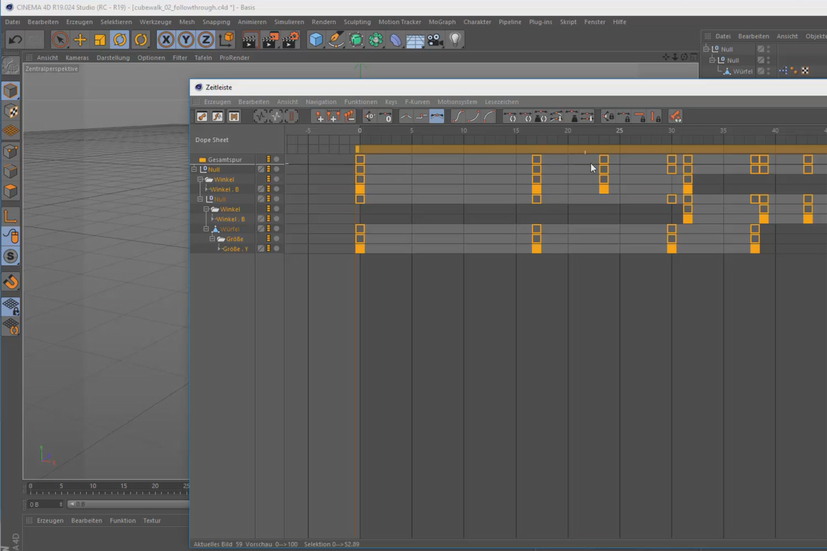 Creating 3D animation in Cinema 4D: 3.1 Timeline and Dope Sheet Editor