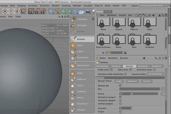 Modellering i CINEMA 4D - Grundläggande: Del 09 - Stämpel