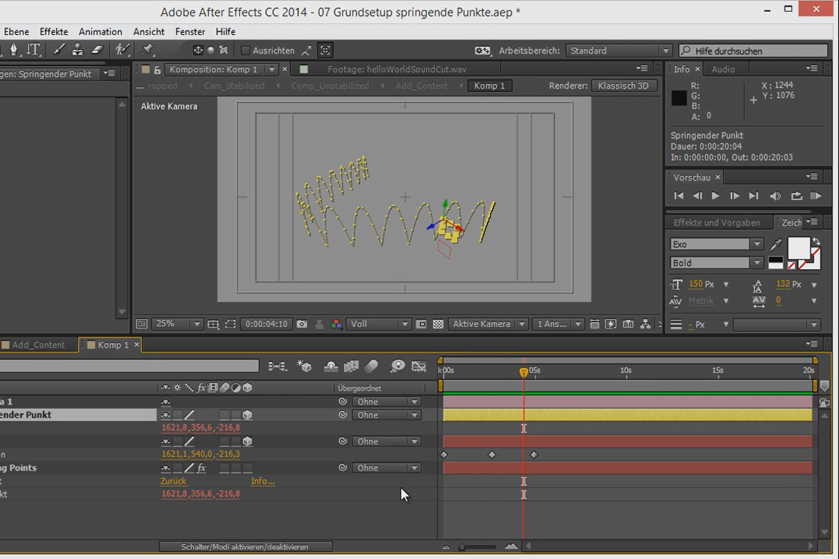 3D-projekt i After Effects: Grundinställning av hoppande punkter - Del 1.
