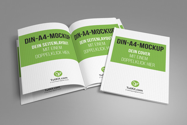 A4 dikey formatında sert kapaklı kitap için mockup - Sürüm 8