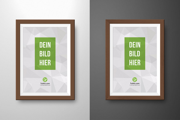 Mockup for picture frame in portrait format with narrow passe-partout, color customizable