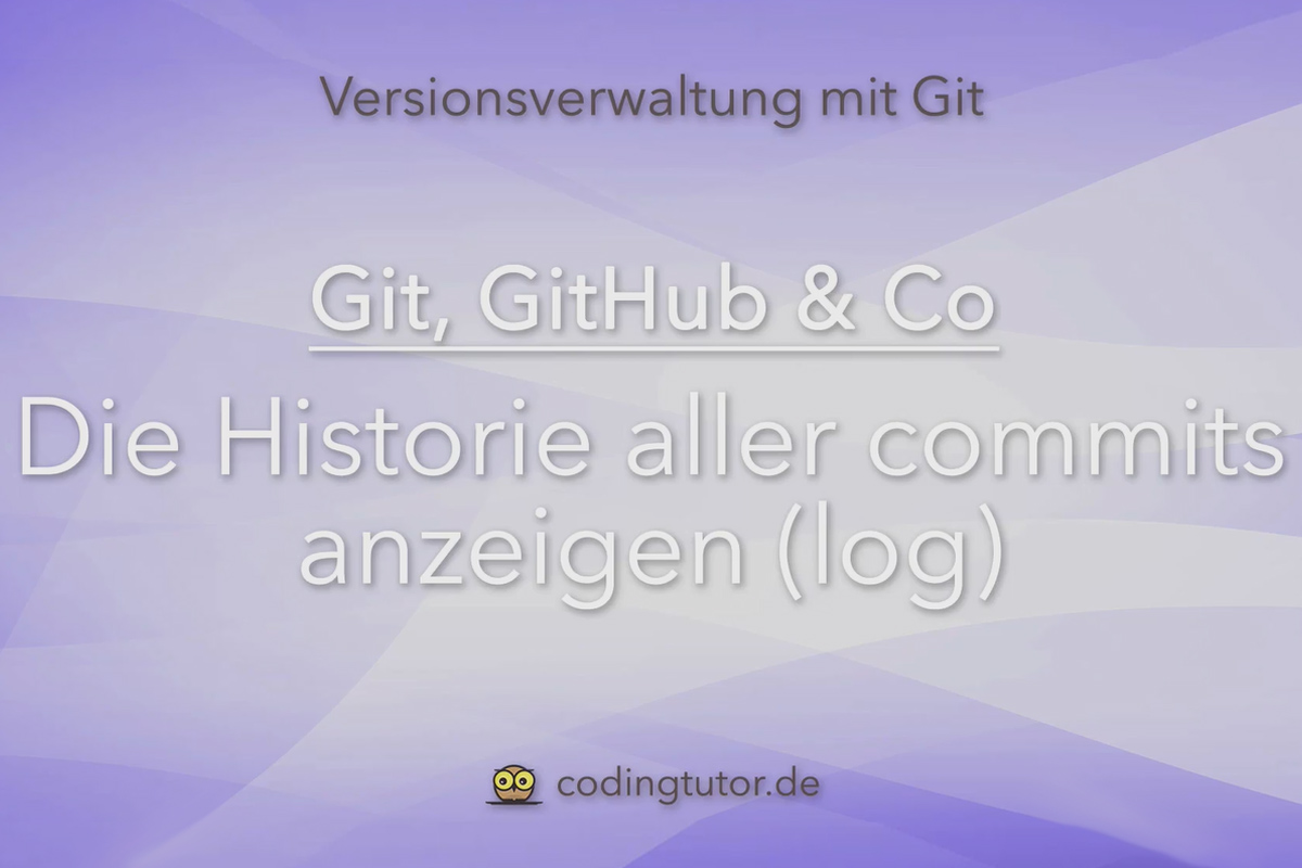 Versionshantering med Git, GitHub och Co - Visa historiken över alla commits (log)