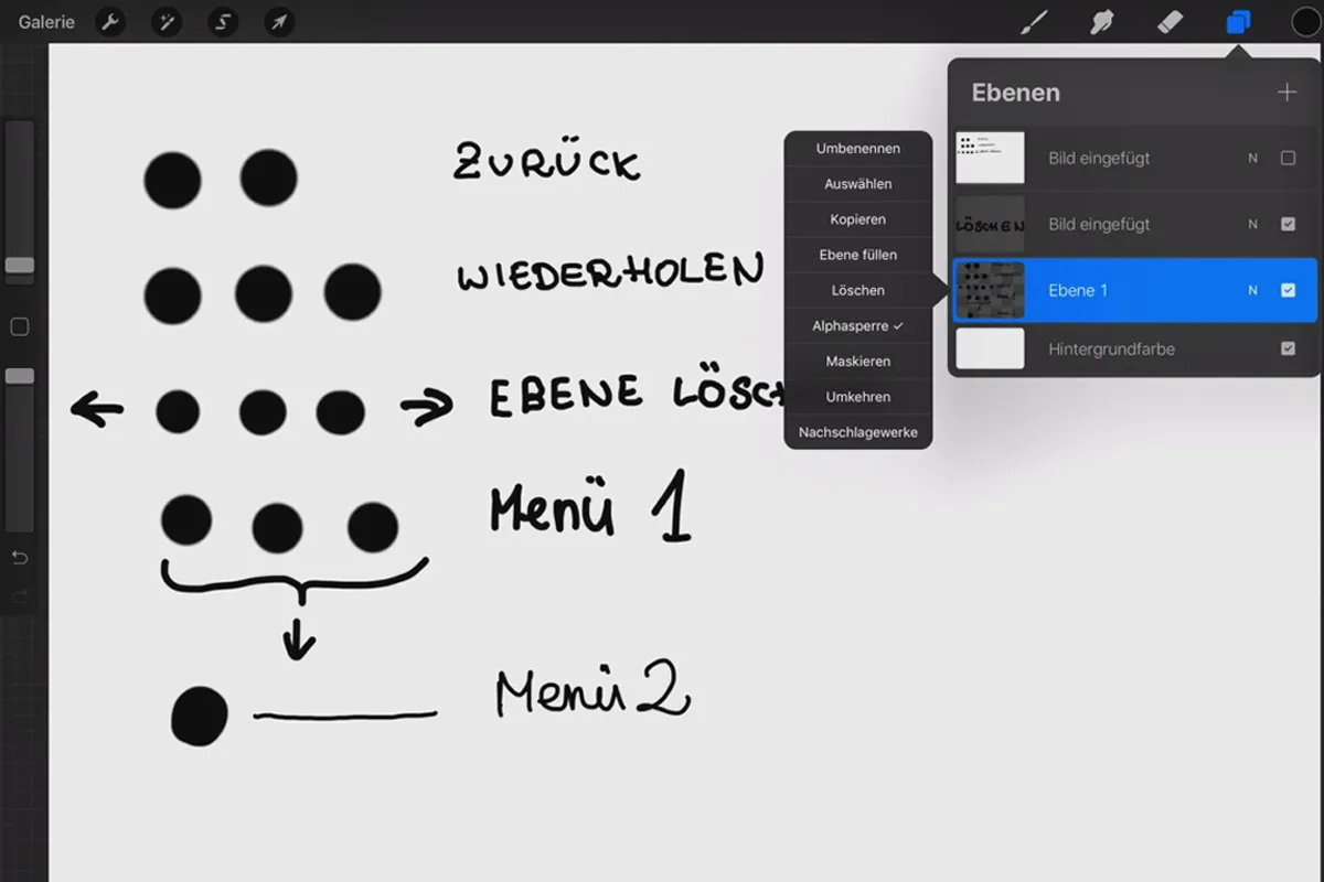 Procreate-Tutorial – Grundlagen zum digitalen Zeichnen auf dem iPad: 1.9 | Gesten