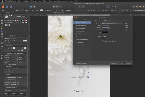 Affinity Publisher Grundlagen-Tutorial: 09 | Visuelle Effekte – der Schlagschatten