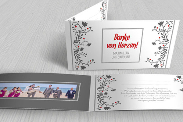 Printable template for wedding thank you card - version 8