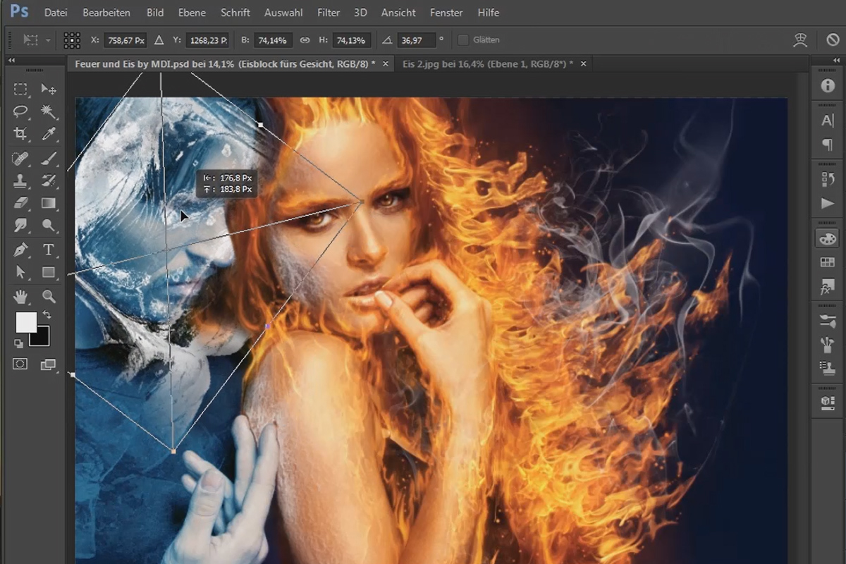 Photoshop-yhdistäminen - Tuli ja jää - Osa 10: Jäisen ilmeen lisäoptimointi