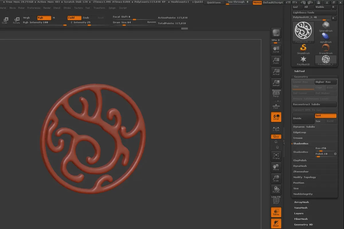 ZBrush 초보자들을 위한: 3.4 쉐도우박스