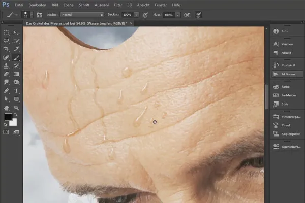 Photoshop-Composing - Das Orakel des Meeres - Teil 10: Maske optimieren und Wassertropfen malen