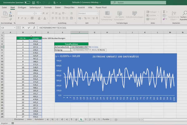 Statistics in Excel using the case study of a survey: 3.1 Time series analysis