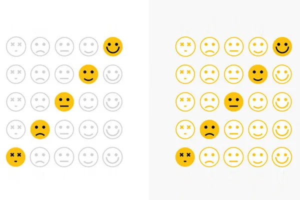 Grafik-Vorlagen für Bewertungssysteme von Online-Shops – Smileys