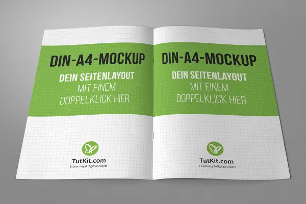 Mockup für Broschüren im A4-Hochformat: Zwei Innenseiten