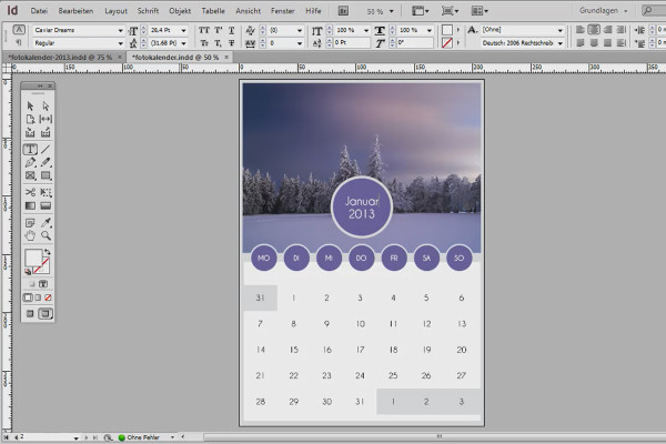 Design photo calendars incl. cover page in Adobe InDesign