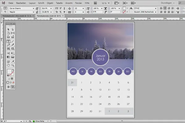 Mendesain kalender foto termasuk sampul depan di Adobe InDesign