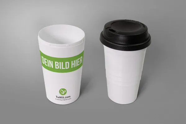 Mockup: Tazza con coperchio e custodia termica
