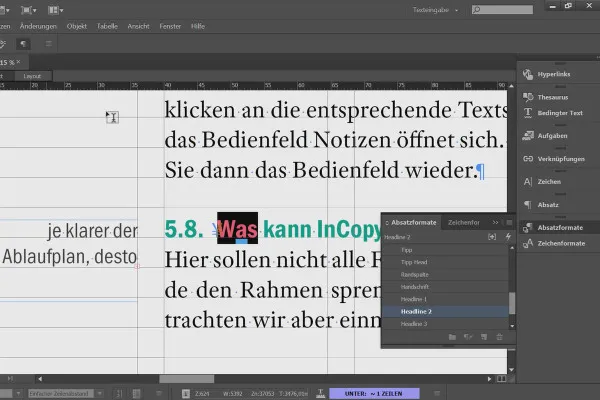 Adobe InCopy CC für Redakteure – 4.5 Texte bearbeiten, formatieren und Umgang mit Glyphen