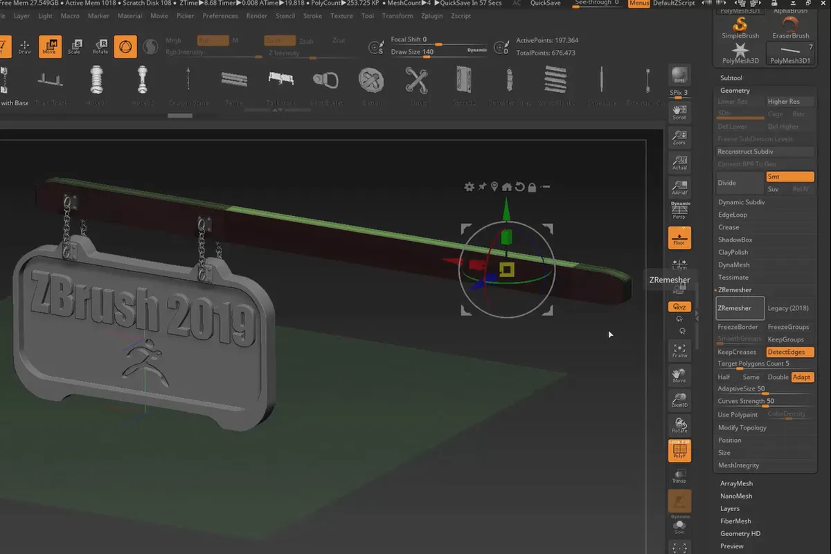 ZBrush 2019 - Video-koolitus uuendusele: 9.1 | Miniprojekt: uksemärk - modelleerimine