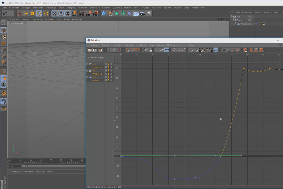 Creating 3D animation in Cinema 4D: 3.2 F-curves and keyframes