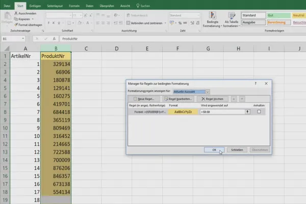 Excel-Tutorial: Pivot, Diagramme und Tabellen-Design zur anschaulichen Daten-Präsentation – 2.9 Ausgefüllte Zellen hervorheben