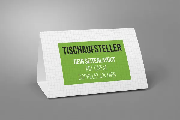 Mockup: ein Tischaufsteller im Querformat