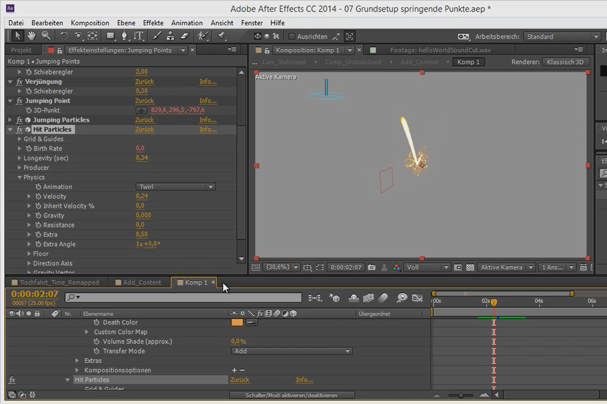 3D-projekt i After Effects: Grundinställning för hoppande poäng - Del 2