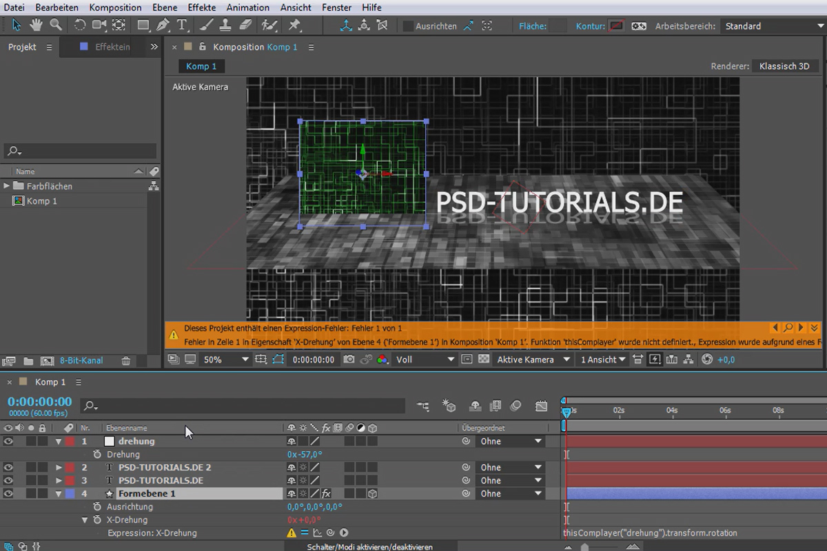 Nytt i Creative Cloud: After Effects CC 2015 (Juni 2015) - Expression felmeddelande