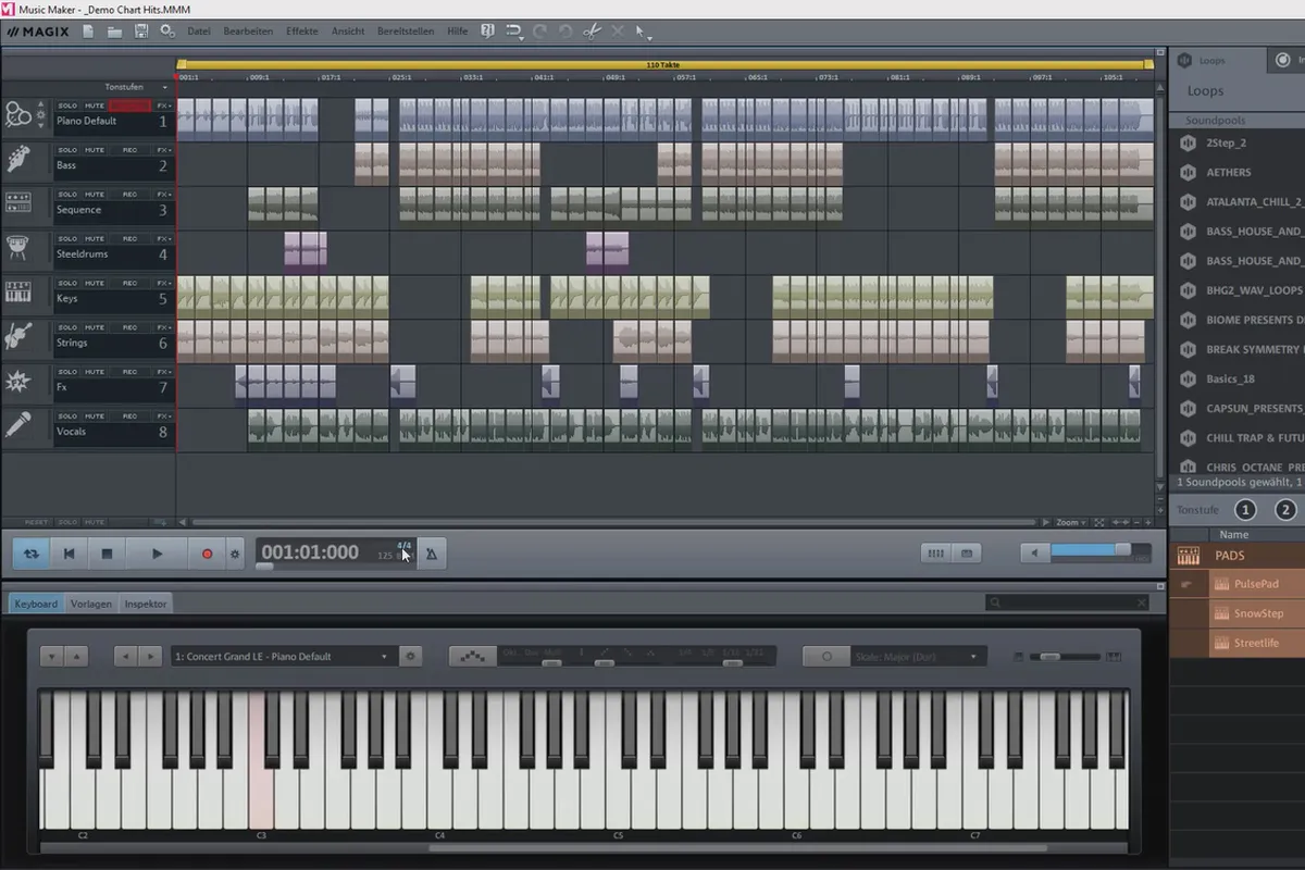 자체 음악 만들기: Magix Music Maker: 10 | 데모곡 및 샘플