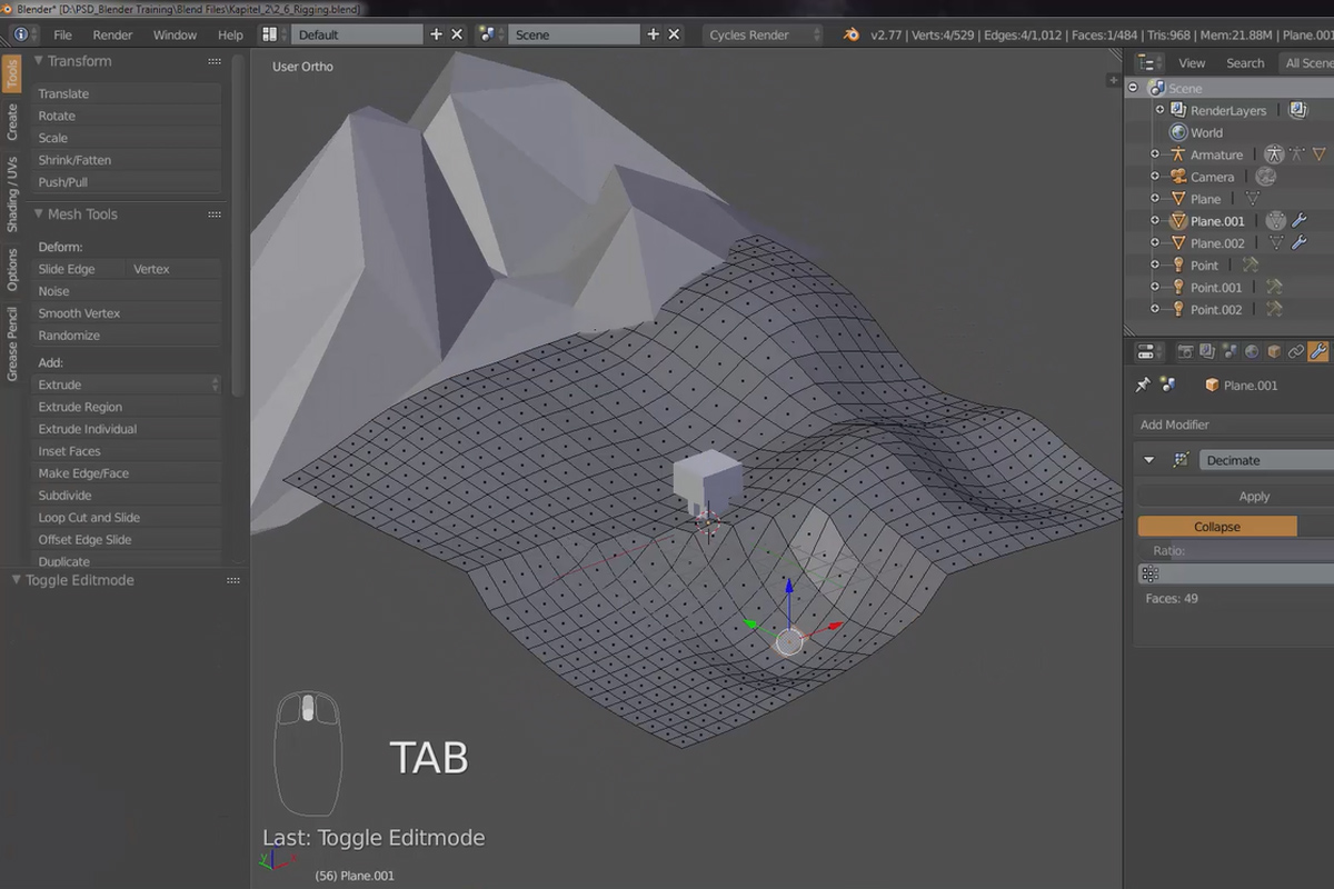 Blender başlangıç ​​seviyesi için pratik eğitim - 3.1 Manzara: Dağlar ve Vadiler