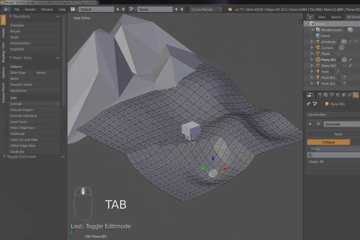 Das Praxis-Training für Blender-Einsteiger – 3.1 Landschaft: Berge und Tal