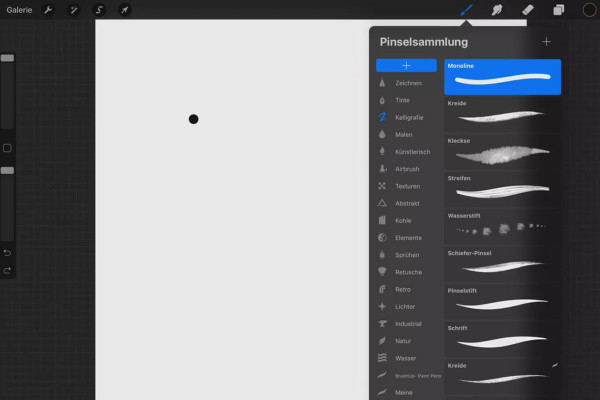 Tutorial de Procreate - Conceptos básicos del dibujo digital en el iPad: 2.1 | Menú Pinceles