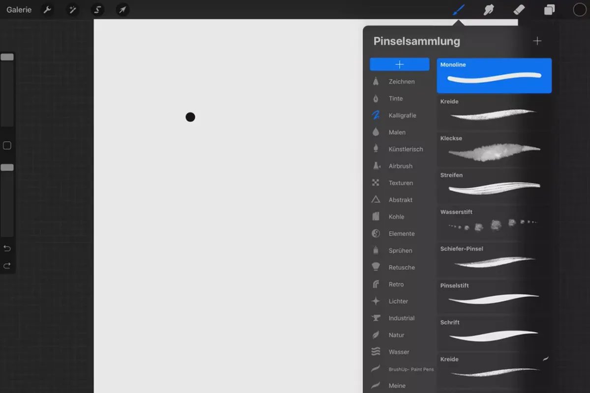 Procreate-Tutorial – Grundlagen zum digitalen Zeichnen auf dem iPad: 2.1 | Pinsel-Menü