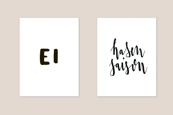 Frühlingsfrische Handlettering-Vorlagen für Ostern: 11 | "EI", "hasensaison"