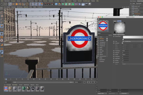 Cinema 4D-tutorial "Underground": 2.12 Lysmateriale