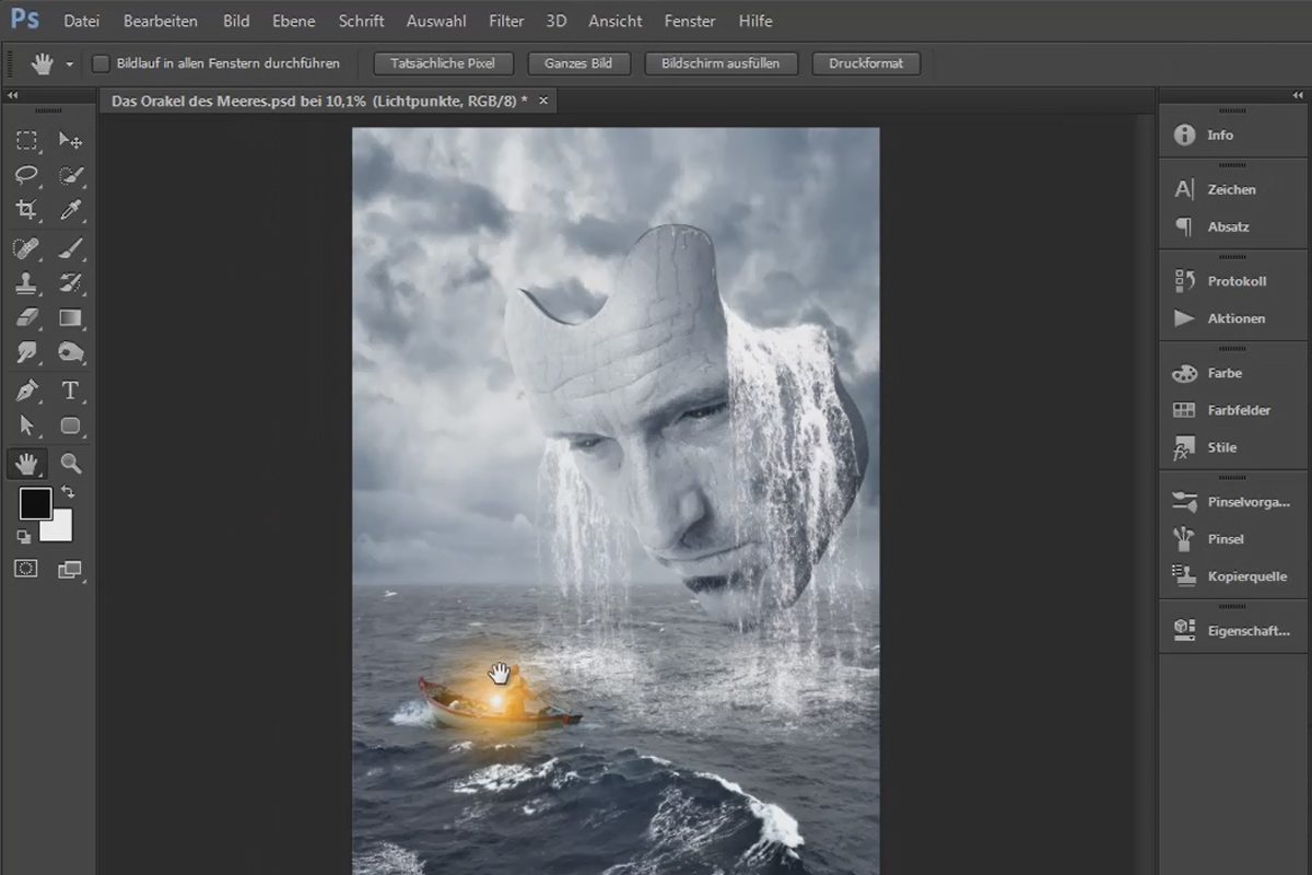 Photoshop-yhdistelmä - Meren oraakkeli - Osa 11: Kuvan ilme ja valot + varjot