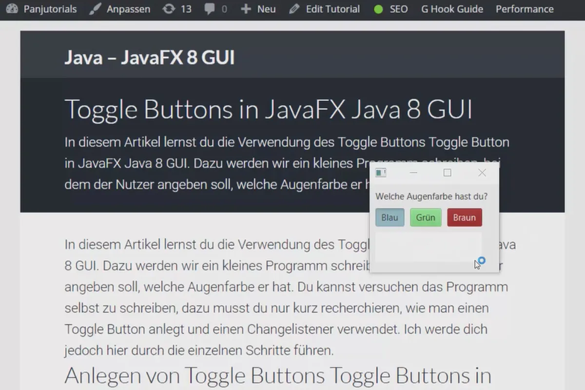 JavaFX for GUI-utvikling - 11 veksleknapper