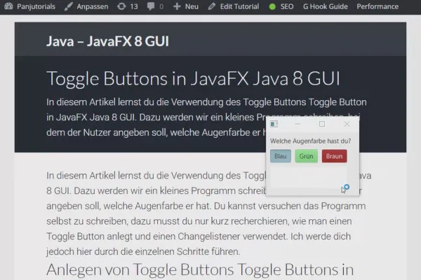 JavaFX für GUI-Entwicklung – 11 Toggle-Buttons