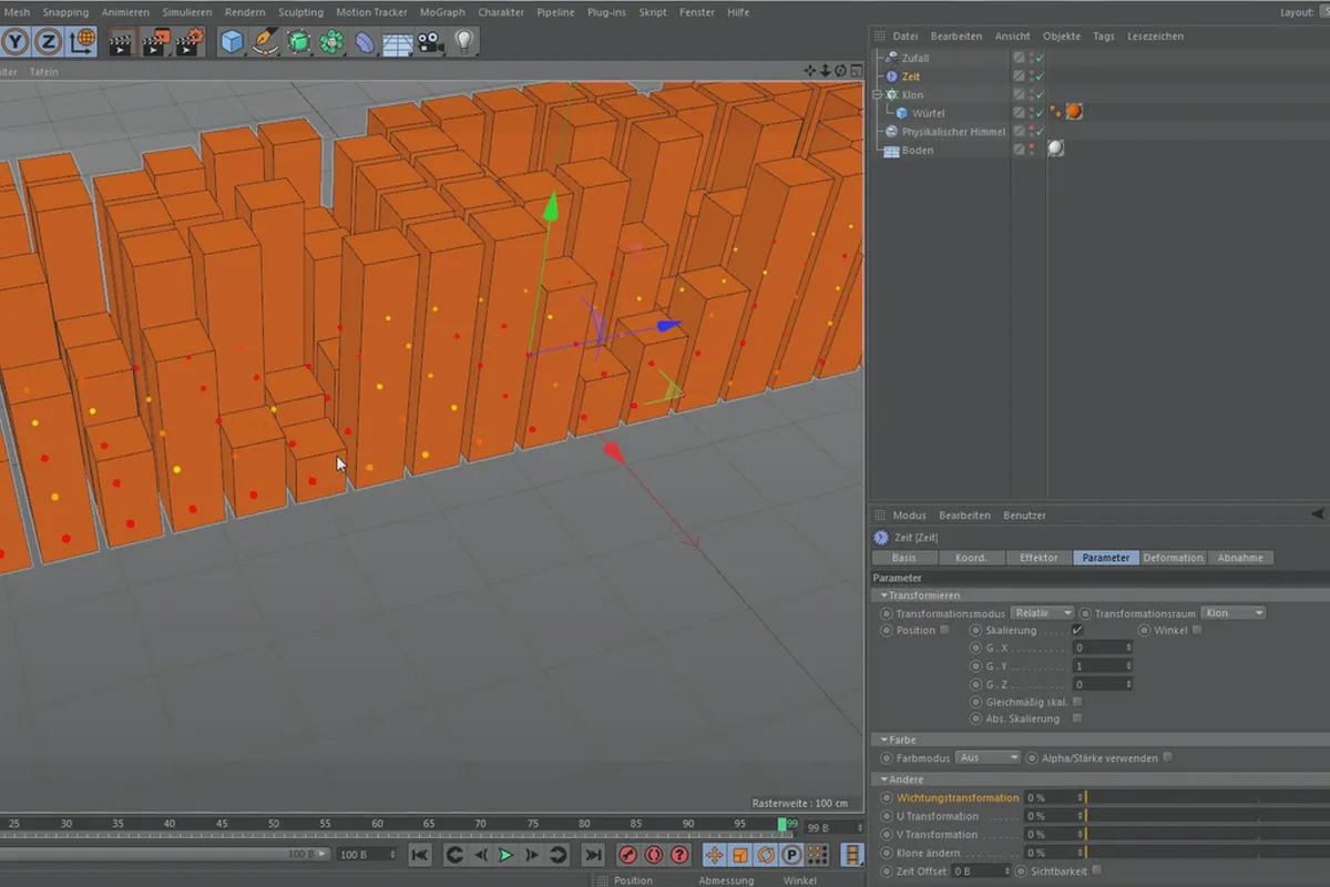 Cinema 4D MoGraph für Einsteiger – 2.7 Effektoren: Zeit