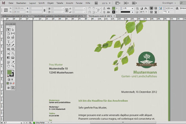 Classic/modern and playful stationery design in Adobe InDesign